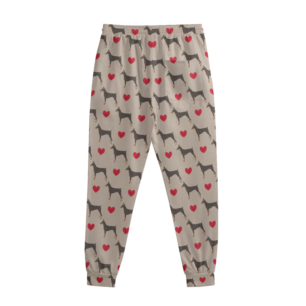 Love Dobermann Pattern Print Sweatpants