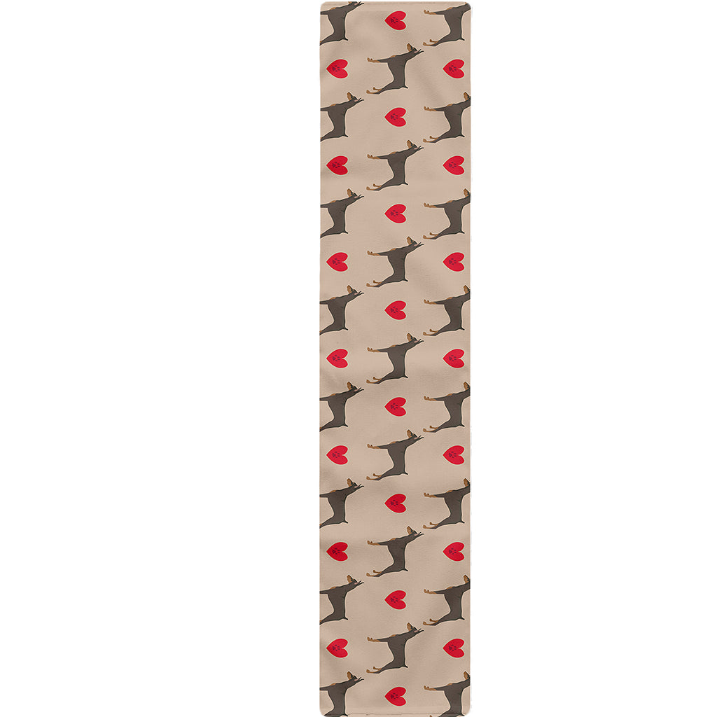 Love Dobermann Pattern Print Table Runner