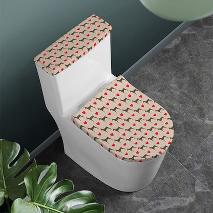 Love Dobermann Pattern Print Toilet Lid And Tank Cover Set