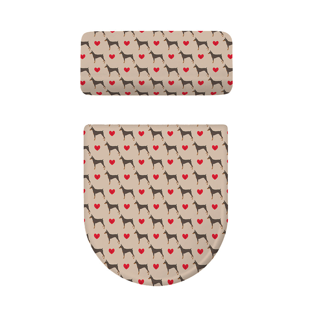 Love Dobermann Pattern Print Toilet Lid And Tank Cover Set
