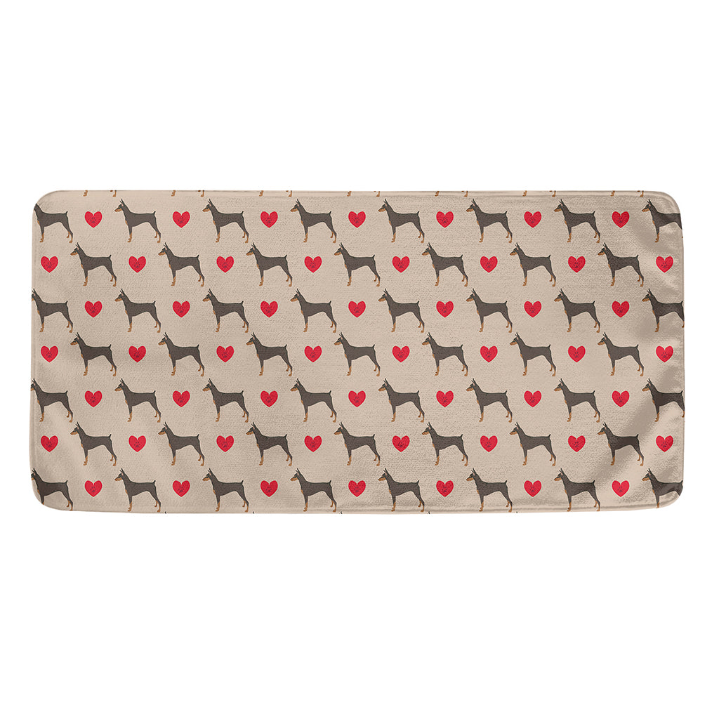 Love Dobermann Pattern Print Towel