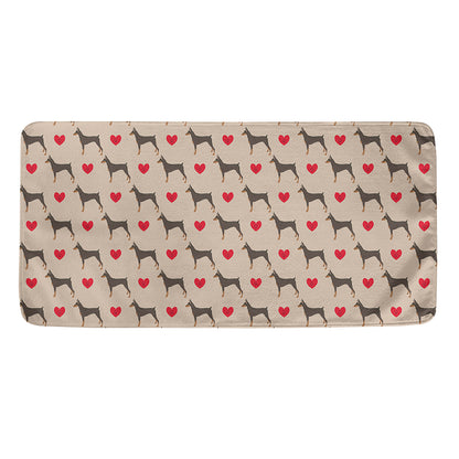 Love Dobermann Pattern Print Towel