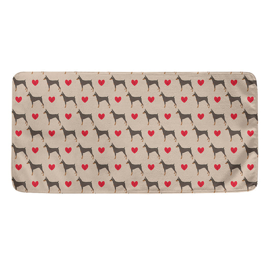 Love Dobermann Pattern Print Towel