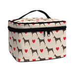 Love Dobermann Pattern Print Travel Makeup Bag