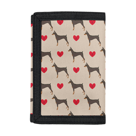 Love Dobermann Pattern Print Trifold Wallet
