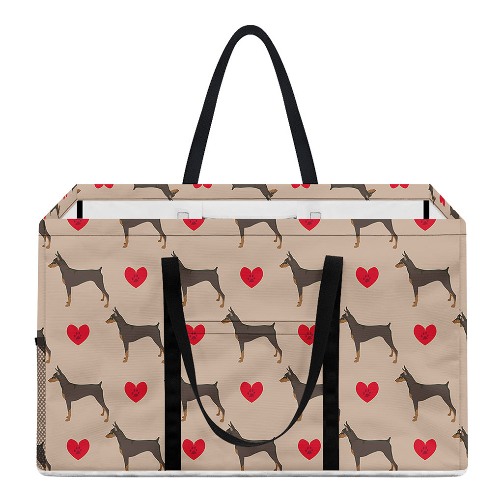 Love Dobermann Pattern Print Utility Tote Bag