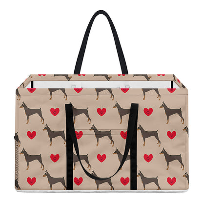 Love Dobermann Pattern Print Utility Tote Bag