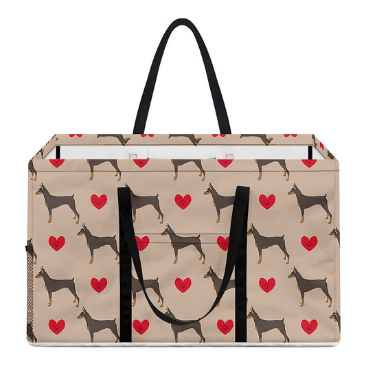Love Dobermann Pattern Print Utility Tote Bag
