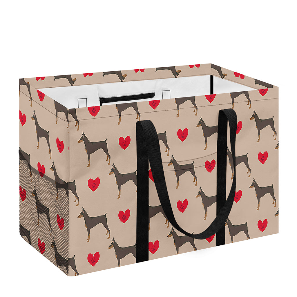 Love Dobermann Pattern Print Utility Tote Bag