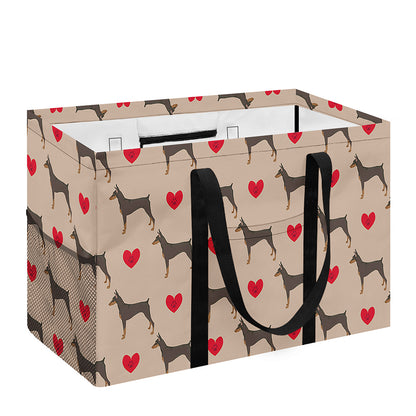 Love Dobermann Pattern Print Utility Tote Bag