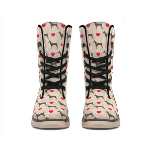 Love Dobermann Pattern Print Winter Boots