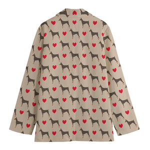 Love Dobermann Pattern Print Women's Blazer