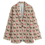 Love Dobermann Pattern Print Women's Cotton Blazer