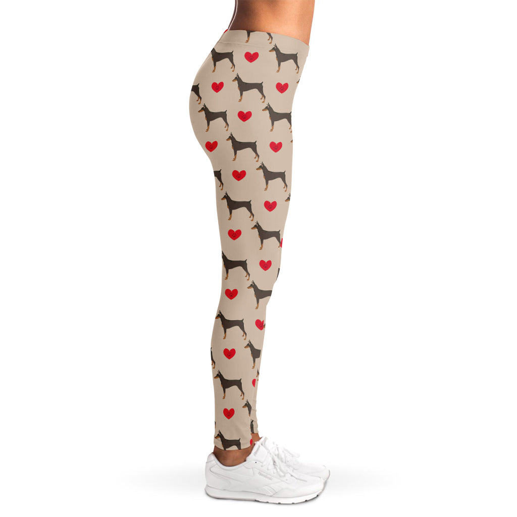 Love Dobermann Pattern Print Women's Leggings