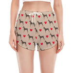 Love Dobermann Pattern Print Women's Split Running Shorts