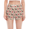 Love Dobermann Pattern Print Women's Split Running Shorts