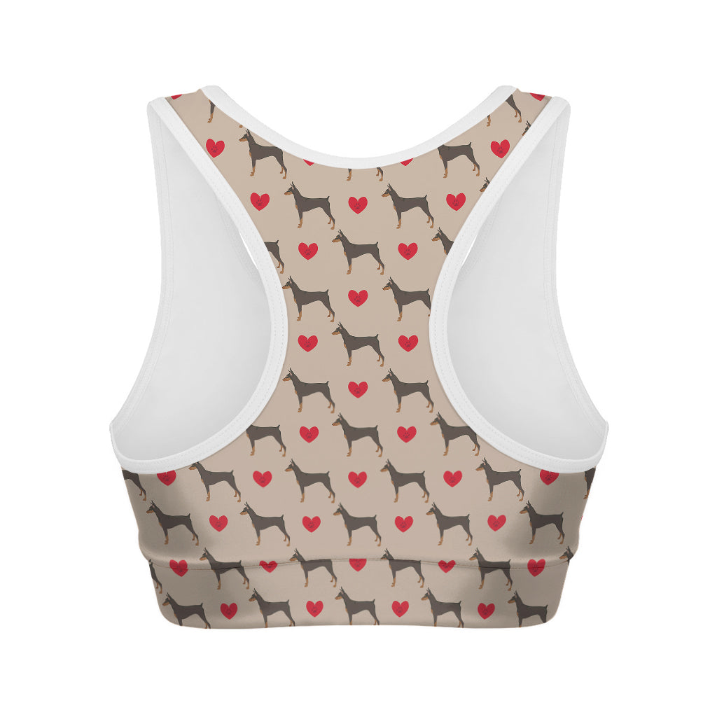 Love Dobermann Pattern Print Women's Sports Bra