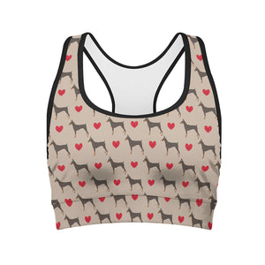 Love Dobermann Pattern Print Women's Sports Bra