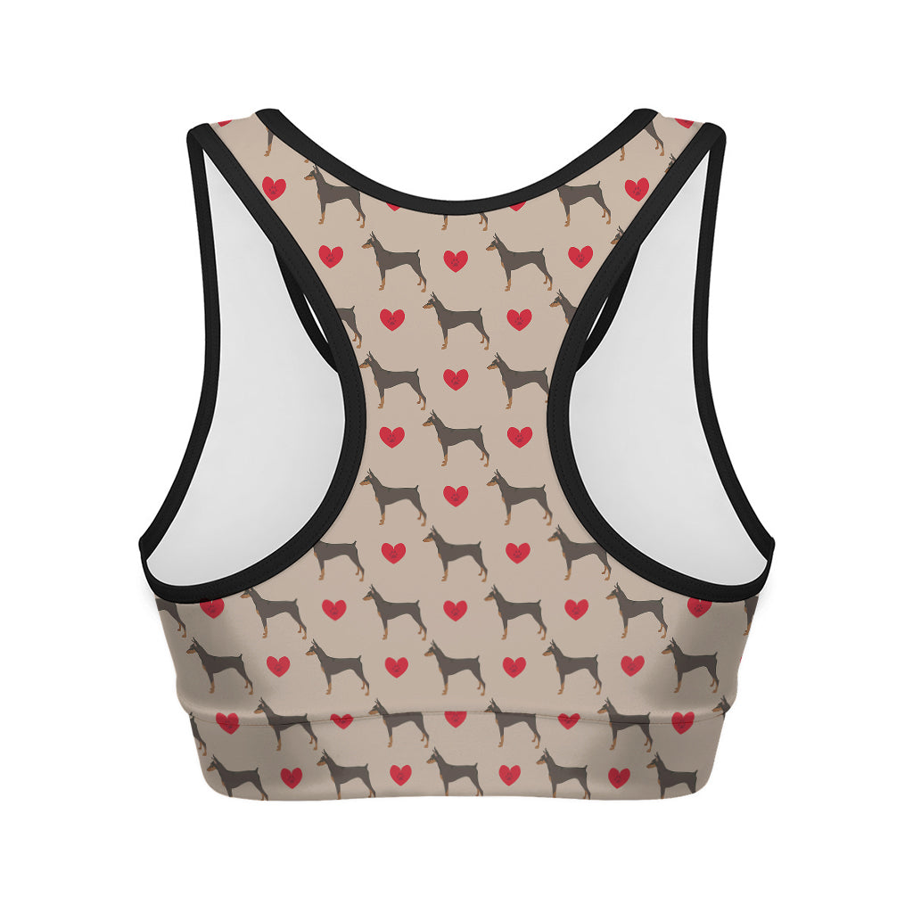 Love Dobermann Pattern Print Women's Sports Bra