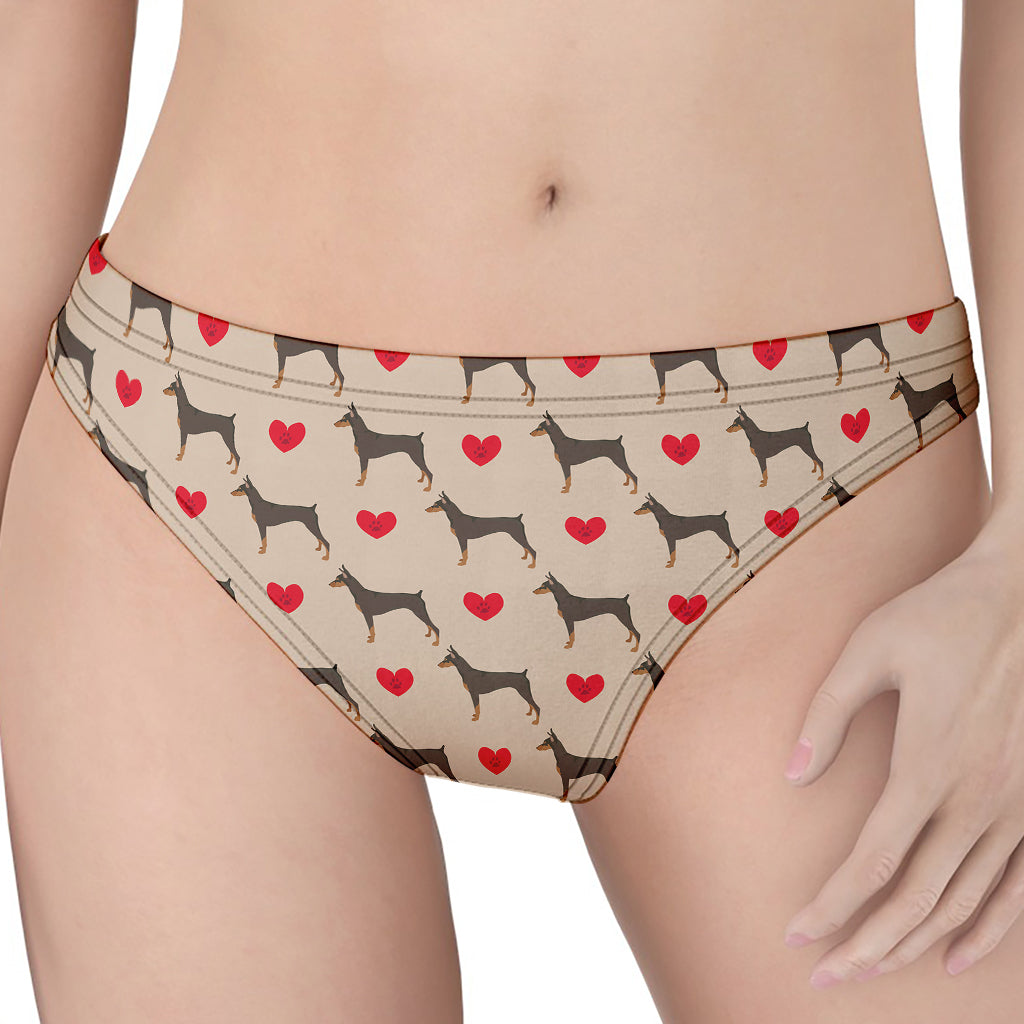 Love Dobermann Pattern Print Women's Thong