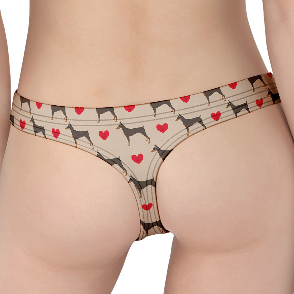 Love Dobermann Pattern Print Women's Thong