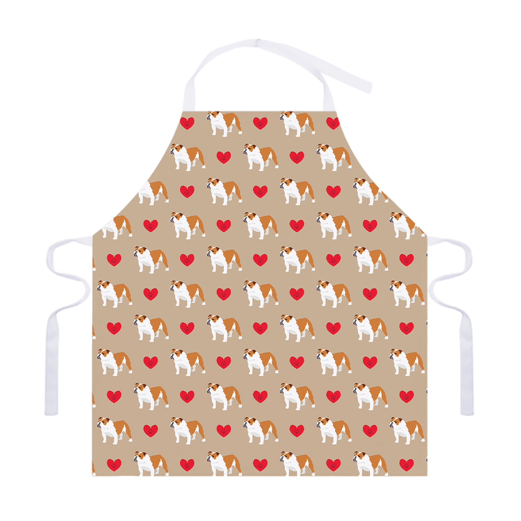 Love English Bulldog Pattern Print Adjustable Apron