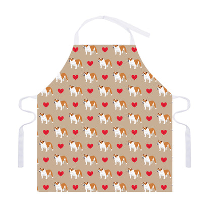 Love English Bulldog Pattern Print Adjustable Apron