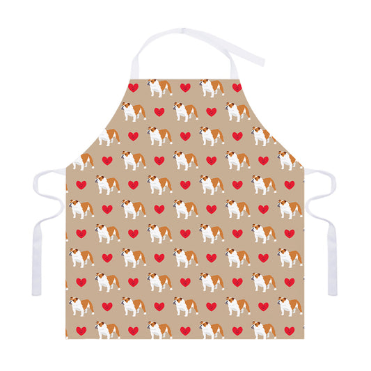 Love English Bulldog Pattern Print Adjustable Apron
