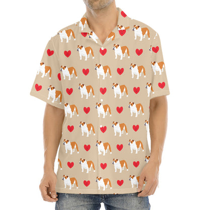 Love English Bulldog Pattern Print Aloha Shirt