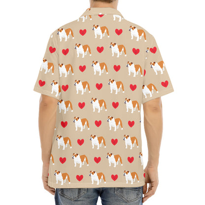 Love English Bulldog Pattern Print Aloha Shirt