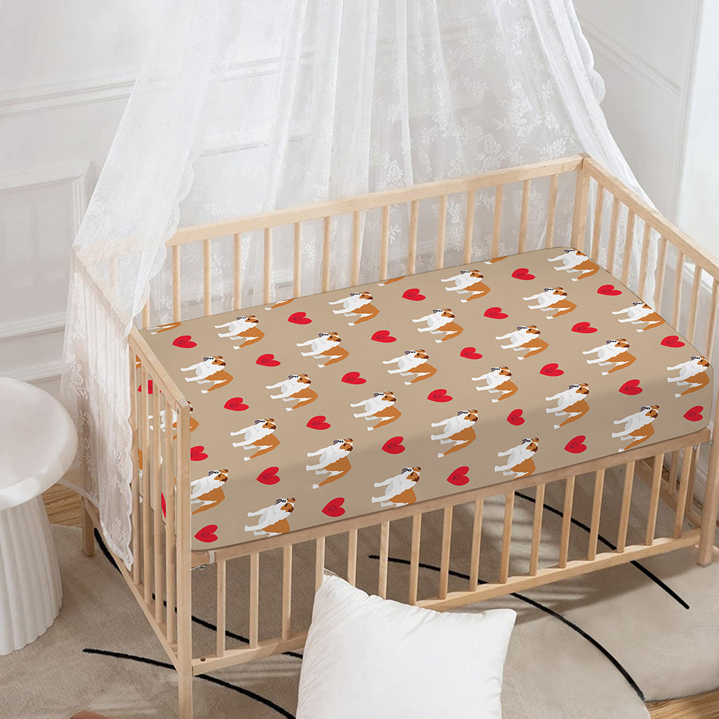 Love English Bulldog Pattern Print Baby Crib Sheet