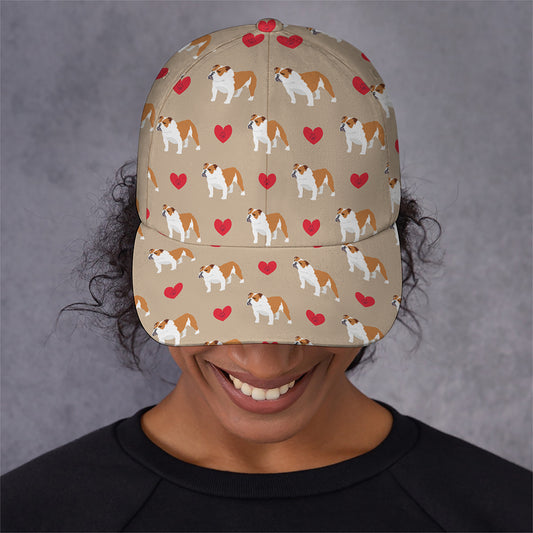 Love English Bulldog Pattern Print Baseball Cap