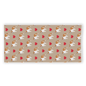 Love English Bulldog Pattern Print Beach Towel