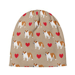 Love English Bulldog Pattern Print Beanie