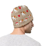 Love English Bulldog Pattern Print Beanie