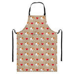 Love English Bulldog Pattern Print Bib Apron With Pocket