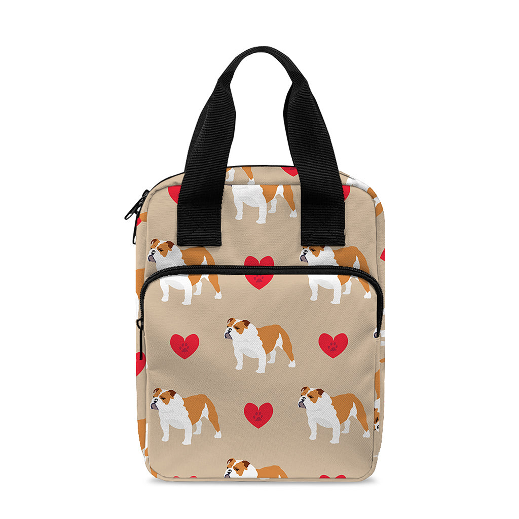 Love English Bulldog Pattern Print Bible Tote Bag