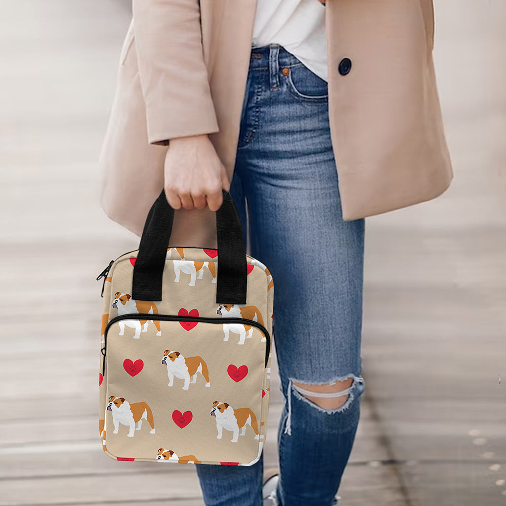Love English Bulldog Pattern Print Bible Tote Bag