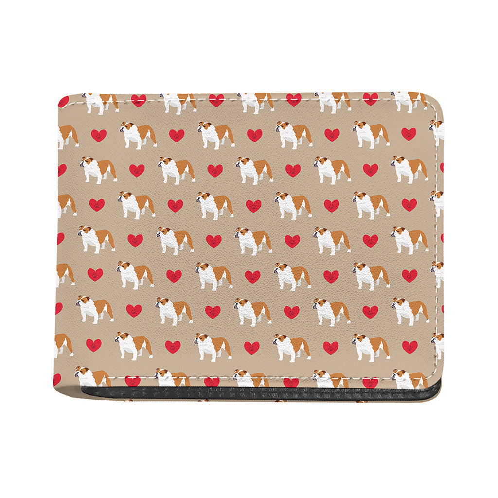 Love English Bulldog Pattern Print Bifold Wallet
