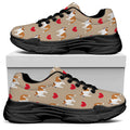 Love English Bulldog Pattern Print Black Chunky Shoes
