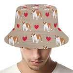 Love English Bulldog Pattern Print Bucket Hat