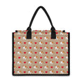 Love English Bulldog Pattern Print Canvas Tote Bag