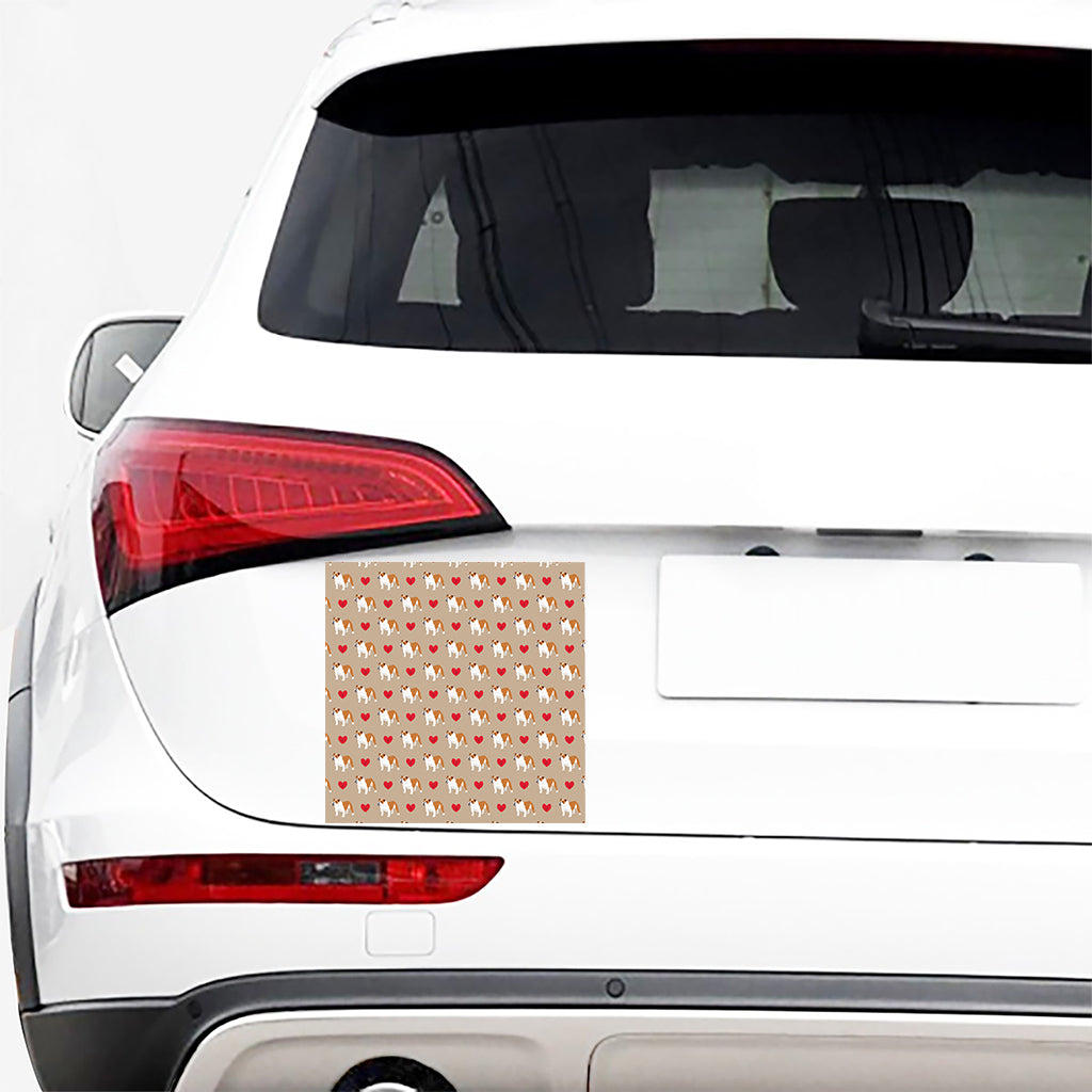 Love English Bulldog Pattern Print Car Sticker