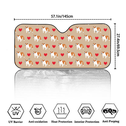 Love English Bulldog Pattern Print Car Windshield Sun Shade