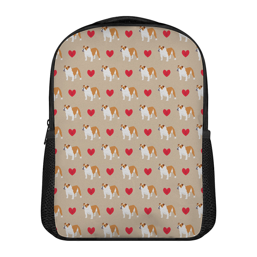 Love English Bulldog Pattern Print Casual Backpack