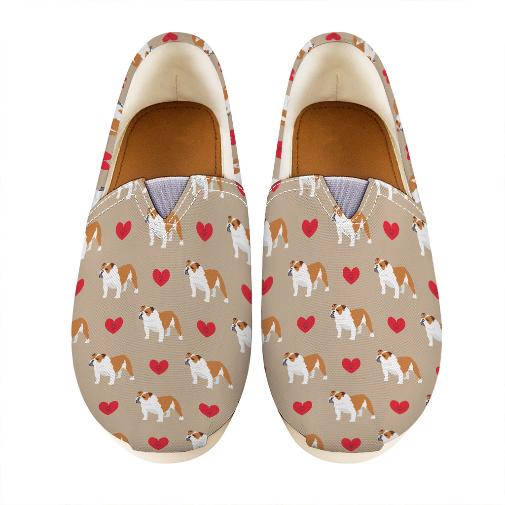 Love English Bulldog Pattern Print Casual Shoes