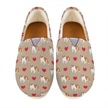 Love English Bulldog Pattern Print Casual Shoes