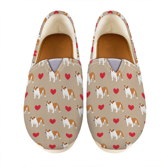 Love English Bulldog Pattern Print Casual Shoes
