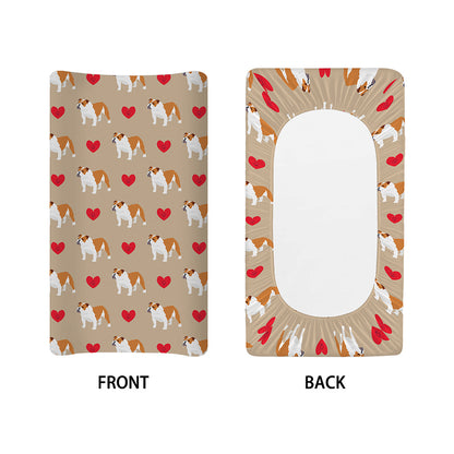 Love English Bulldog Pattern Print Changing Pad Cover