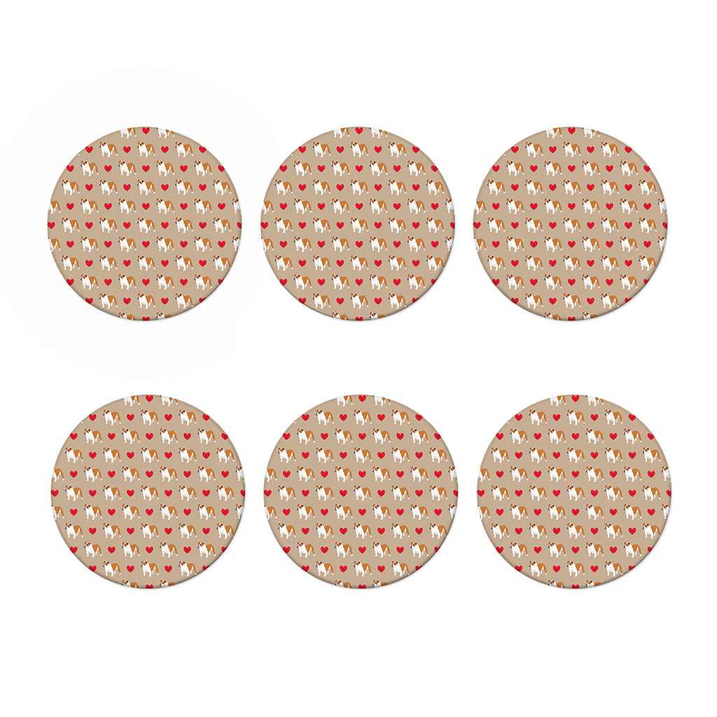 Love English Bulldog Pattern Print Coaster Set